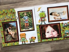 Boy Scrapbook pages, Premade Halloween Layout, Robot Scrapbook Pages, Boy Layout