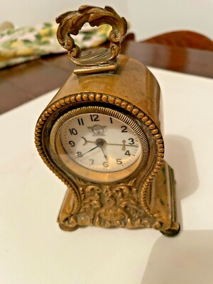 ANTICO OROLOGIO da CAMINO a carica meccanica IN BRONZO DORATO