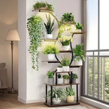 Plant Stand with Adjustable Grow Lights, 10 Tiered Indoor Metal Plant Shelf