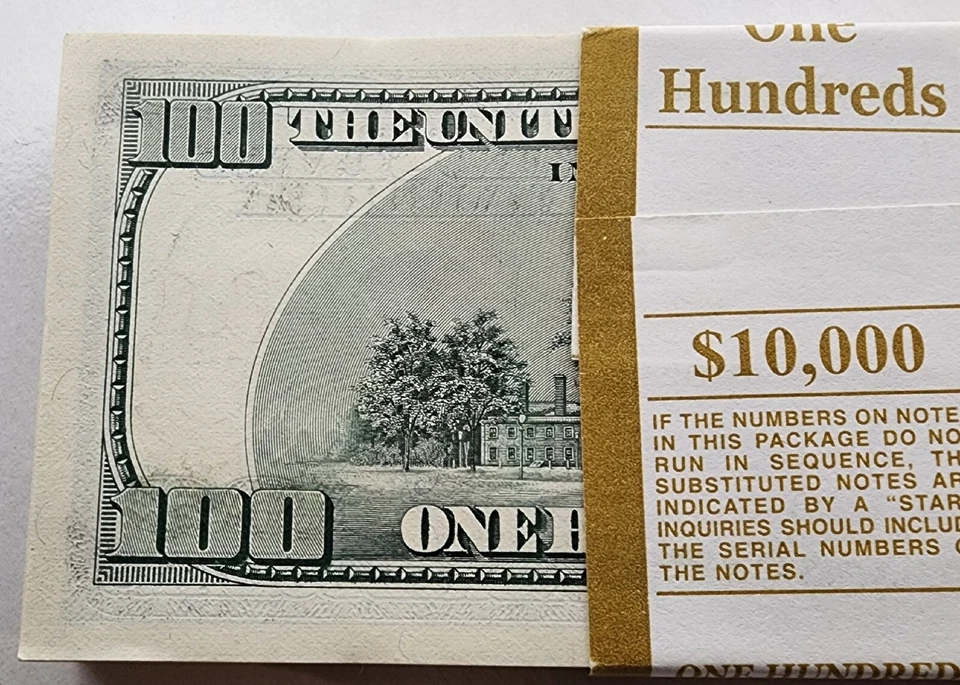 (1 Bill) 2006 Series UNCIRCULATED SEQUENTIAL $100 Dollar Bill From BEP Brick - Image 4 of 4