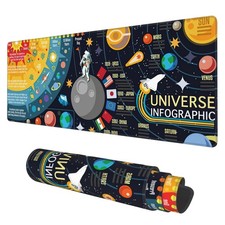 Desk Mat, 3D Solar System Galaxy Infographic Extended Gaming Mouse Pad Large,...