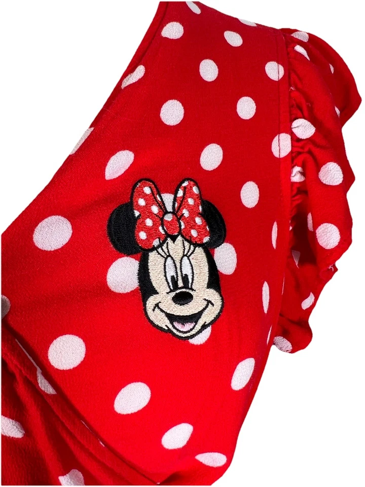 Vestido Envolvente Disney Rojo Polkadot Minnie Mouse Talla 2X Plus Disney Bounding Retro Foto 3 de 4