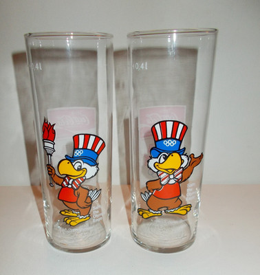 Coca Cola Trink-Glas 0,4 l   Sam, the Olympic Eagle  1984 L.A. Los Angeles Games