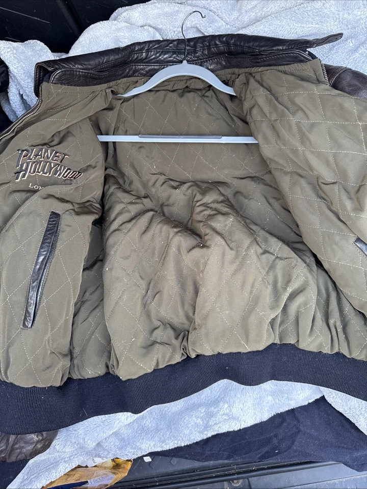 Jaqueta de couro marrom reversível Planet Hollywood London - Imagem 4 de 4