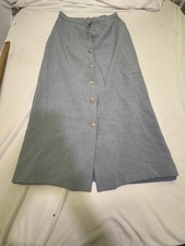 Vintage A Line Skirt Button Back Blue Size 7/8 Made In USA Thamesl Retro Hippie