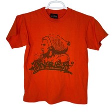 Vintage Zion Train Bob Marley Men's Small T Shirt Orange Y2K Reggae Music EUC