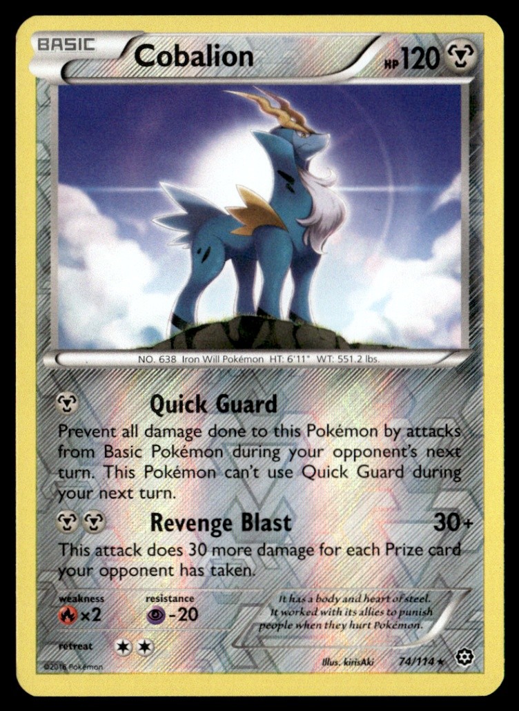 Cobalion Rare Reverse Holo XY - Steam Siege 74/114 NM Pokémon TCG