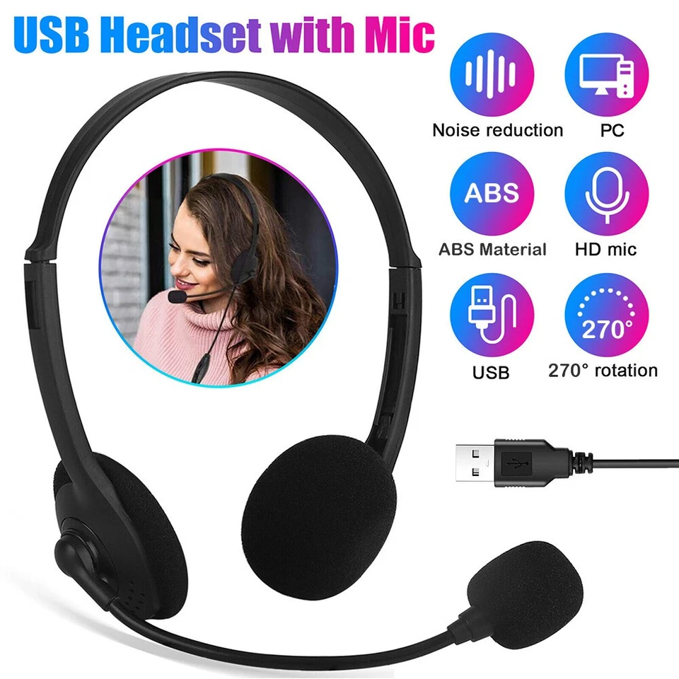 ✅USB Headset with Microphone Computer Headphones for Laptop PC Call Center Work - Image 4 of 4