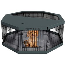 Dog Playpen with Top Cover and Bottom Pad,Foldable Playpen,8 Panels 24" H