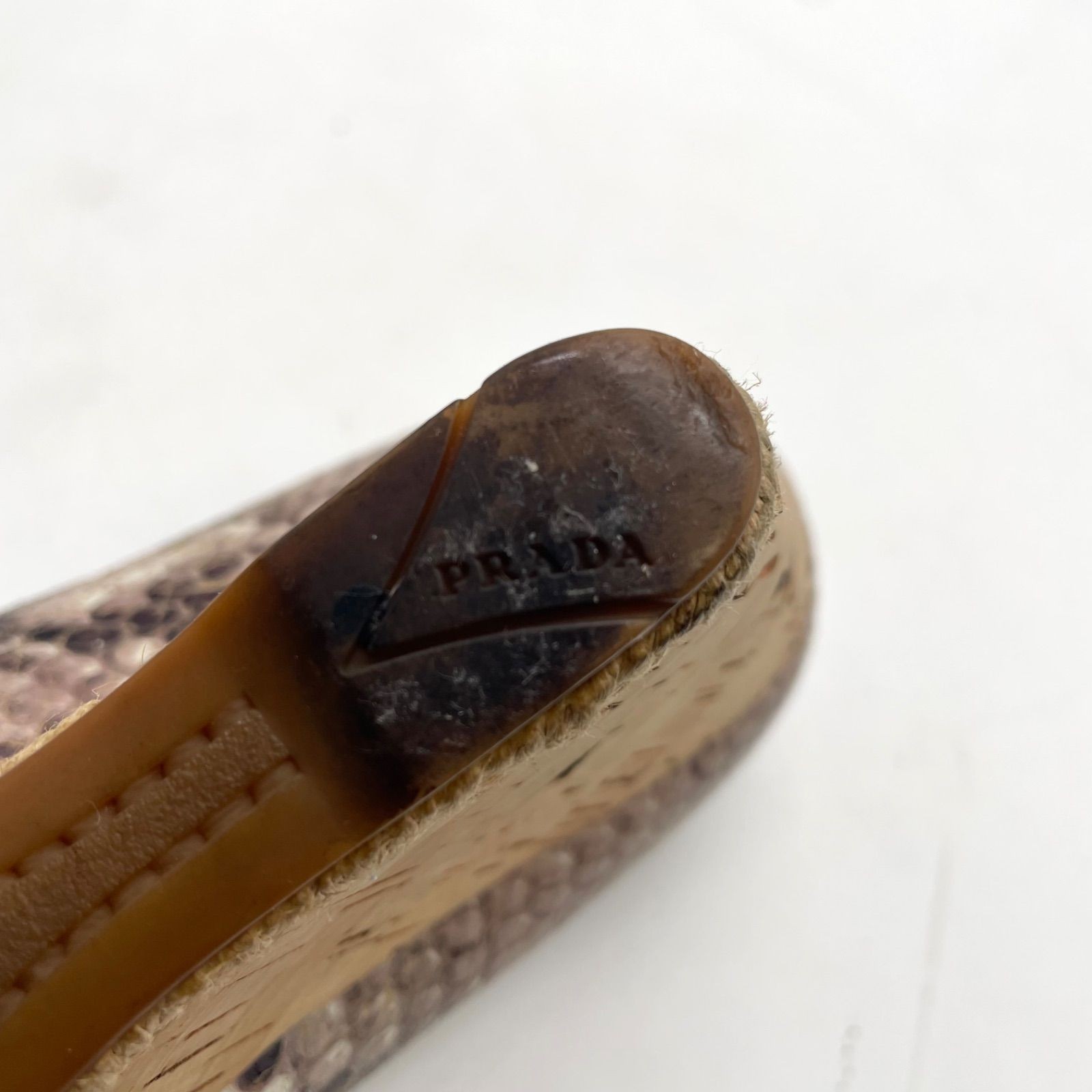 PRADA Beige Python Wedge Pumps Ribbon Logo Hardwa… - image 17