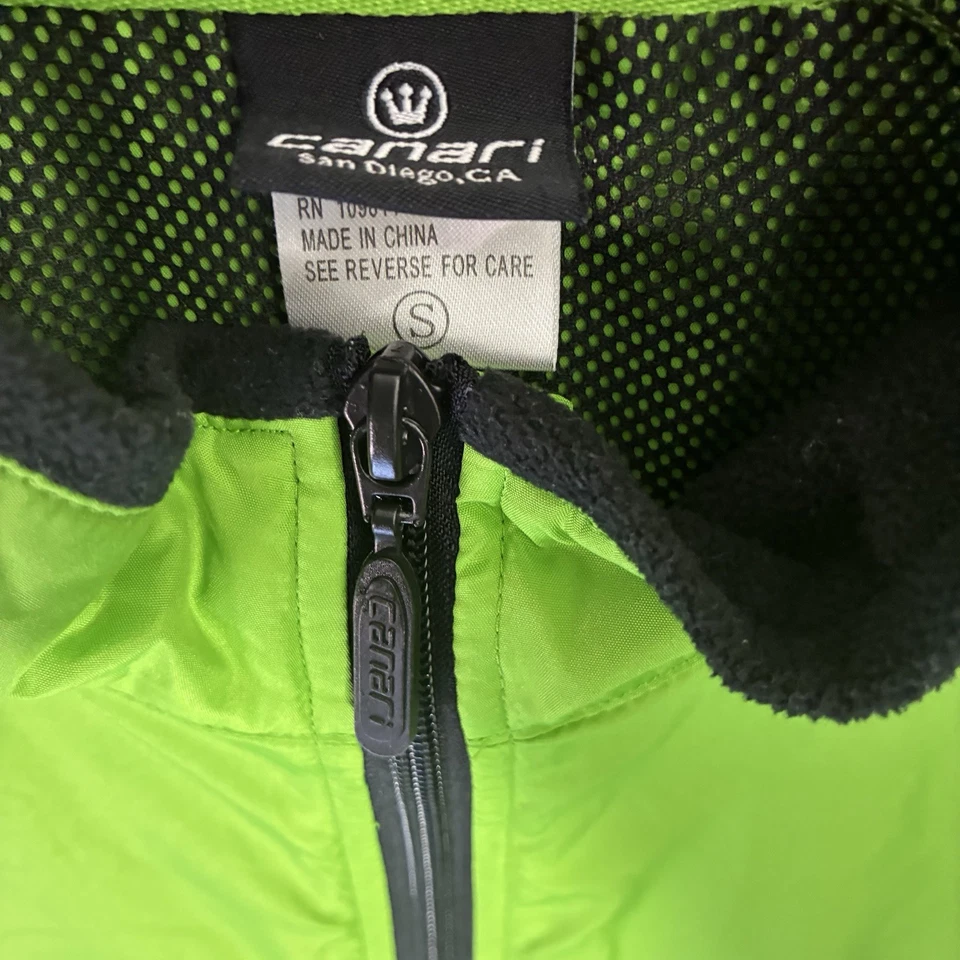 Chaqueta de Ciclismo Canari Para Hombre Pequeña Verde Neón Cortavientos Reflectante Cremallera Completa Foto 4 de 4