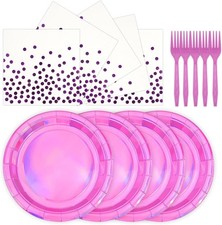 Disposable Iridescent Party Plates and Napkins Set for