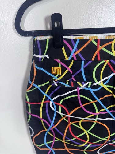 Loudmouth Golf Size 8 Black Neon Scribblz Geo Print Preppy Tech Skort Mini Skirt - Picture 6 of 11