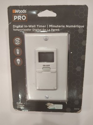 Woods PRO, 15-Amp 7-Day Programmable In-Wall Digital Timer, Model 59018, NEW
