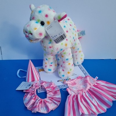 Build A Bear weiß mattiertes Tier Keks camel mit Hutkragen & Kleid neu mit Etikett 