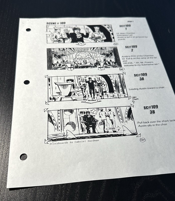 Original Austin Powers In Goldmember Storyboard Scene #109, 1-3B.