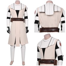 The Clone Wars Obi Wan Kenobi Jedi Cosplay Costume Uniform Armor Halloween Coat