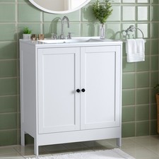 760mm Freestanding Vanity Unit with Basin Bathroom Sink Cabinet White Modern