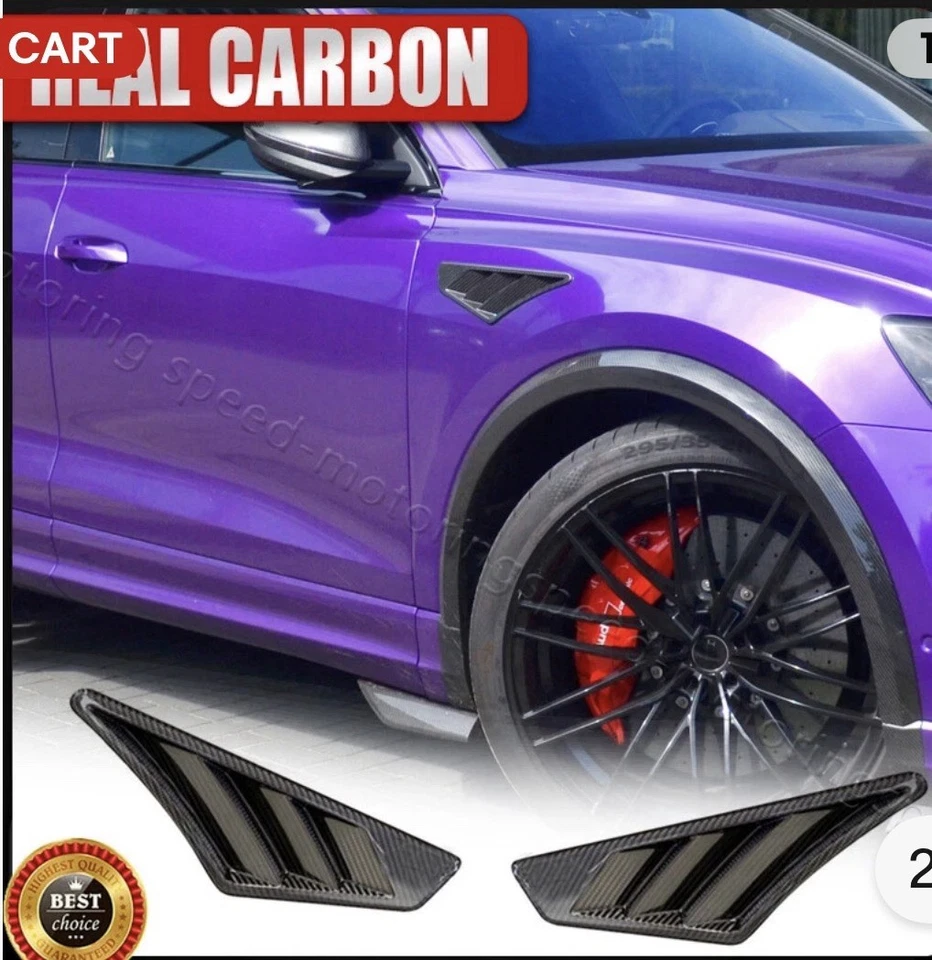 Вставки крышки крыльев боковые вентиляционные из сухого углерода для Audi Q8 SQ8 RSQ8 2019-2024 - Изображение 3 из 4