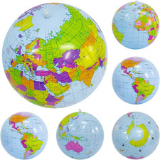 6Pcs Inflatable Globe 13 Inch World Globe Beach Ball Toys for Beach Sports Playi