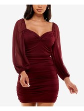 B DARLIN Womens Short Dress Burgundy Twist Front Tie Back Juniors L