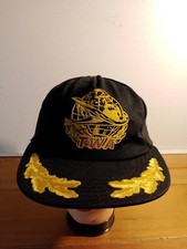 Vintage TWA Transworld Airlines Small Fitted Cap Trucker Hat Made in USA