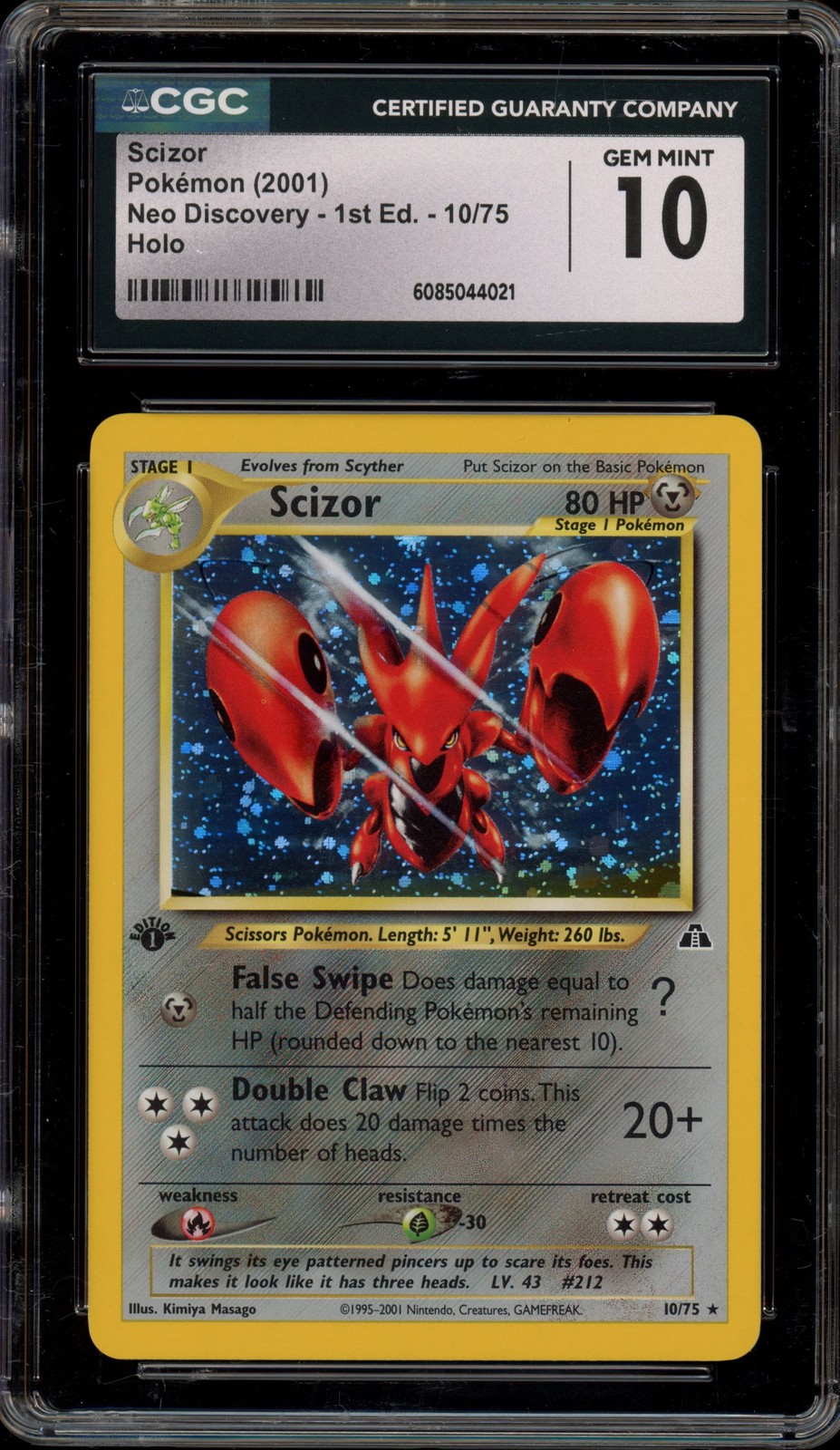 Pokemon Scizor Neo Discovery 1st Edition Holo Rare #10 CGC 10 Gem Mint