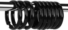 Black Shower Curtain Hooks Rings, 12 Pcs Circular Plastic Shower Curtain Rings