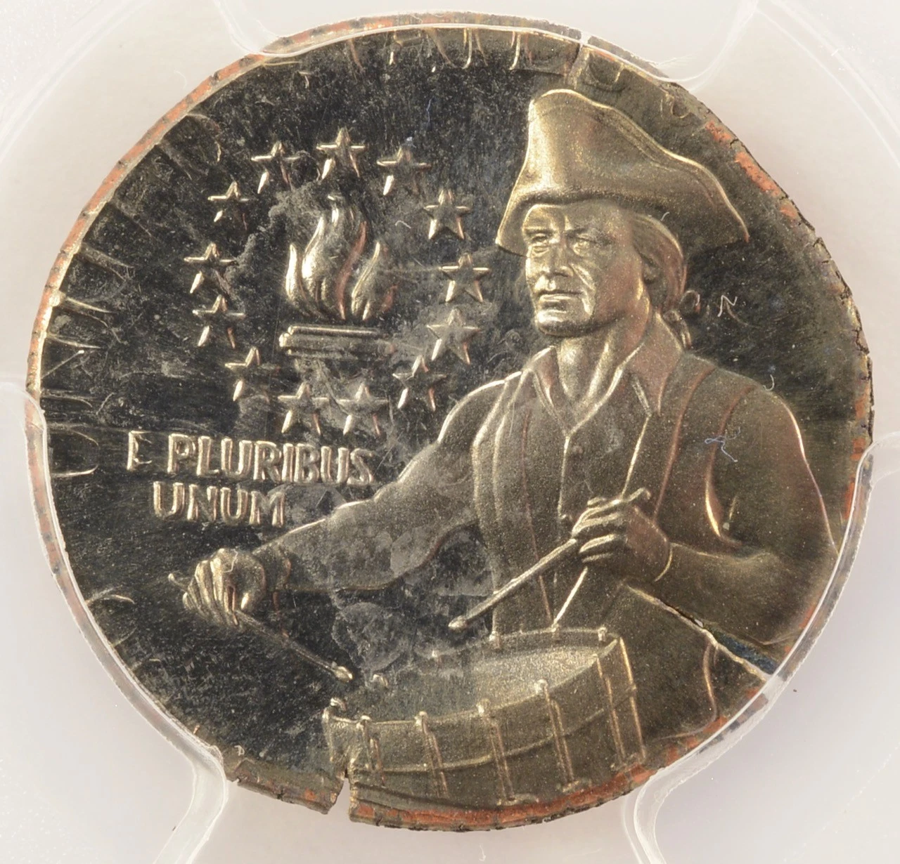 1976-S 25c Bicentennial Quarter Struck on Clad Dime Planchet PCGS PR68 DCAM