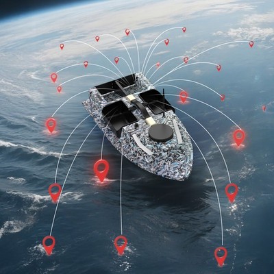 Köderboot mit GPS & Echolot (Tiefe/Temp.), 4 Körbe, 600m Reichw., 12000mAh DE