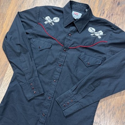 Vintage Ely Diamond Shirt Men S Black Embroidered Country Music Pearl Snap Rodeo