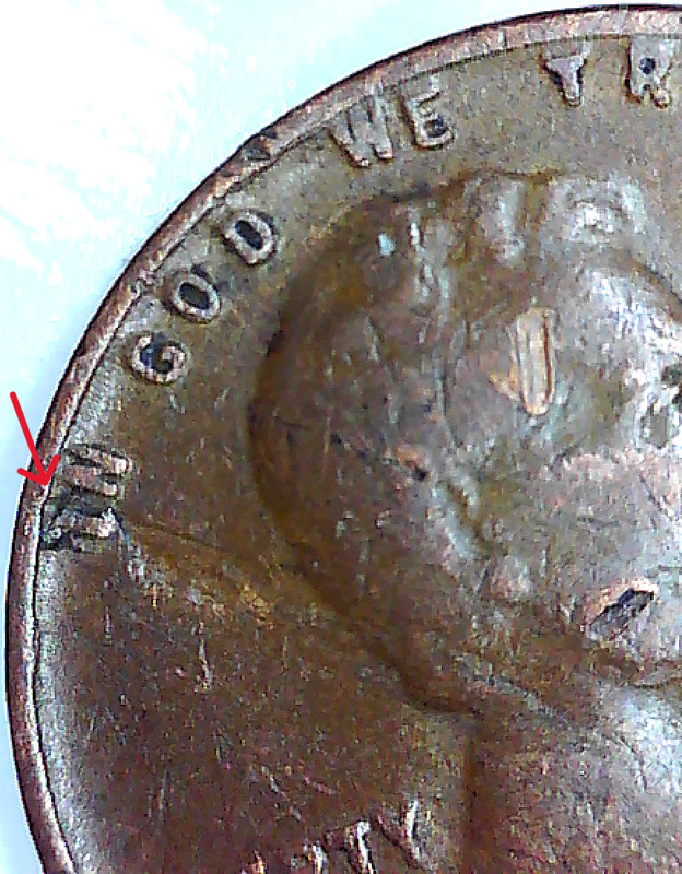 1944 D 1C Lincoln Wheat Cent w/ Retained & Detached Lamination Peel Penny Error