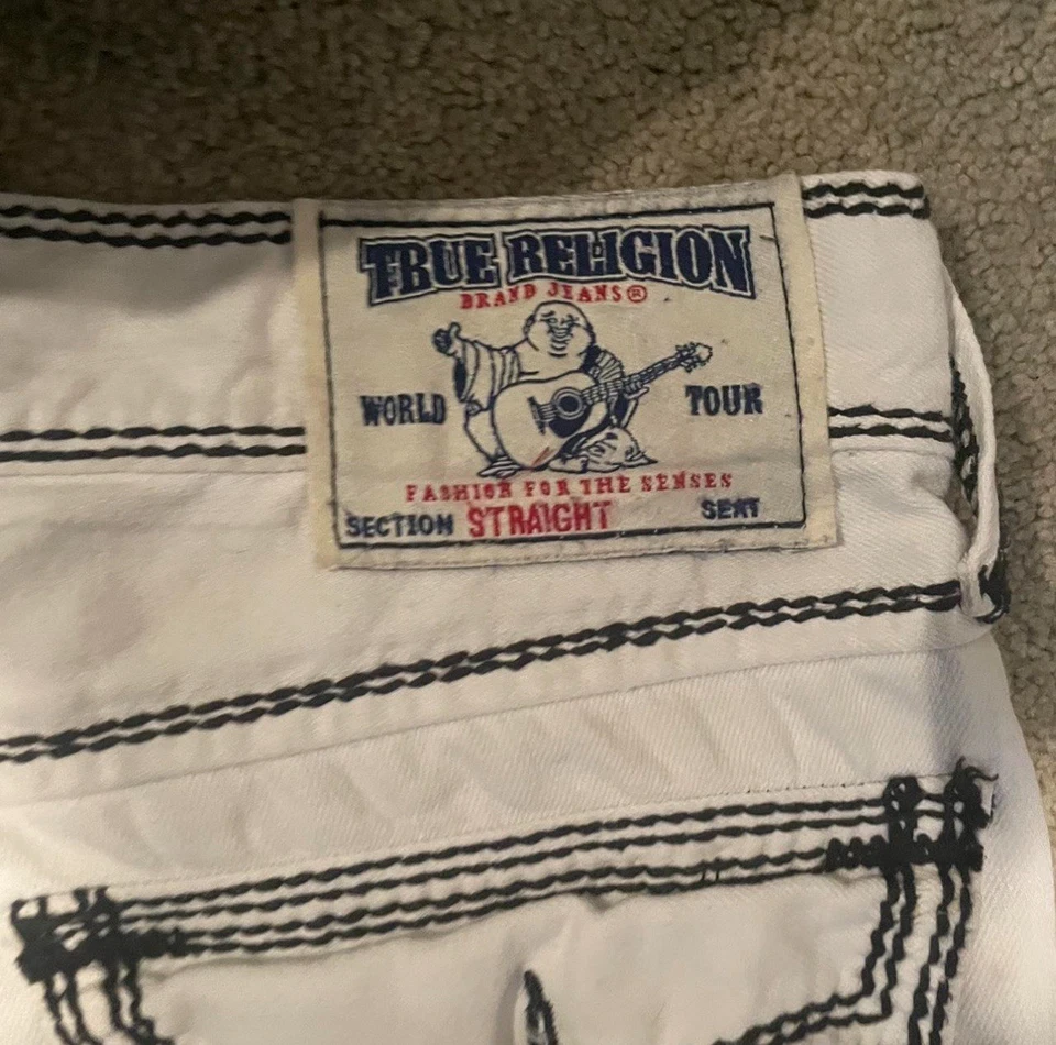 White Black True Religion Jeans Mega Ts Black Stitch - Image 4 of 4