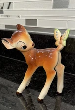 Vintage Walt Disney Productions Porcelain Bambi And Butterfly Figurine Japan 