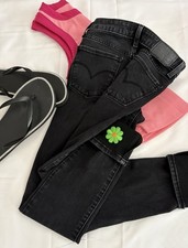 Levi  s 711 Skinny Jeans W24 Black Womens Stretch Denim Custom Designed Roll Cuff