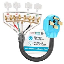 ETL Listed 50 Amp to 110V RV/Generator Distribution Adapter 14-50P/4X5-20R