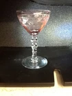 Vintage 1930s Fostoria depression Glass Pink Champagne Glass small chip