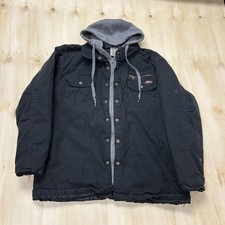 Dickies Jacket Mens XL Black Canvas Hooded Bomber Full Zip Insulated Workwear