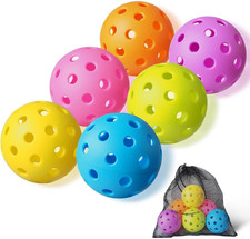 6 Pack Pickle Ball with 40 Holes, Pickleballs High Durability, Outdoor Picklebal