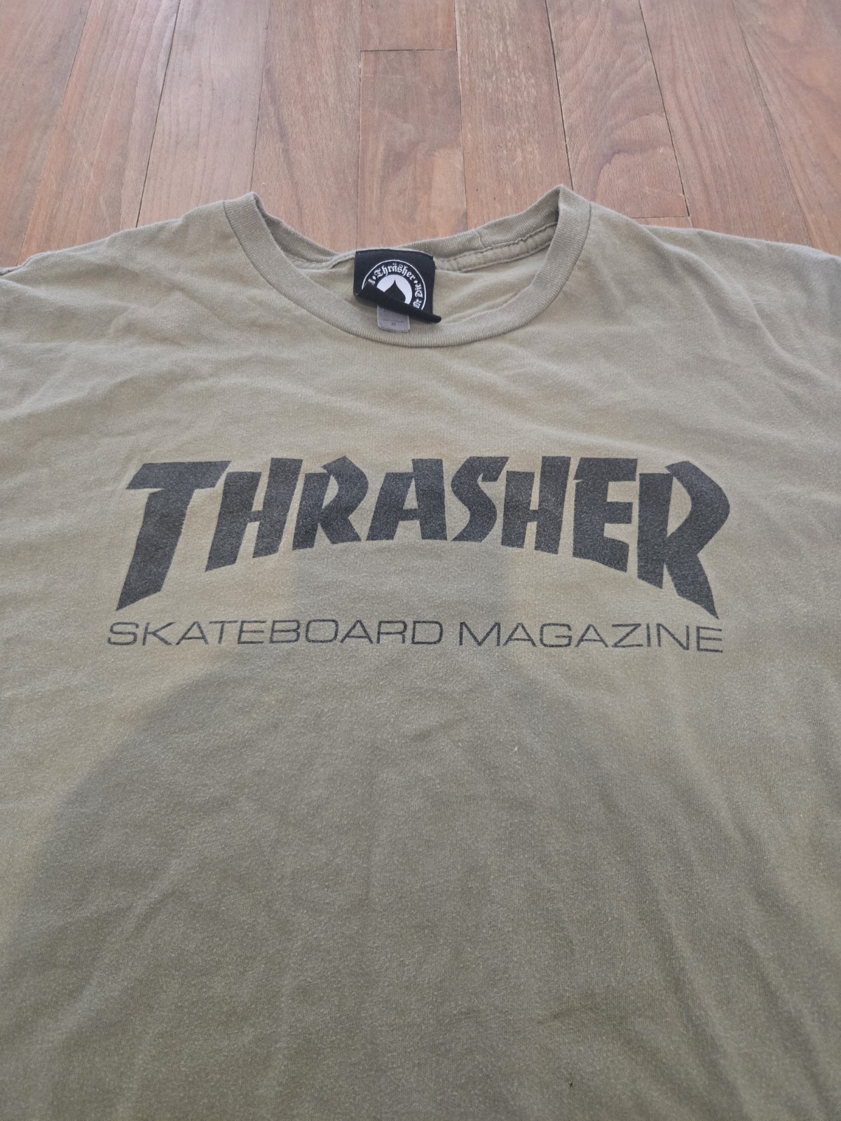 Thrasher Skateboard Magazine Green Graphic Logo Crew Neck T-Shirt Men's S