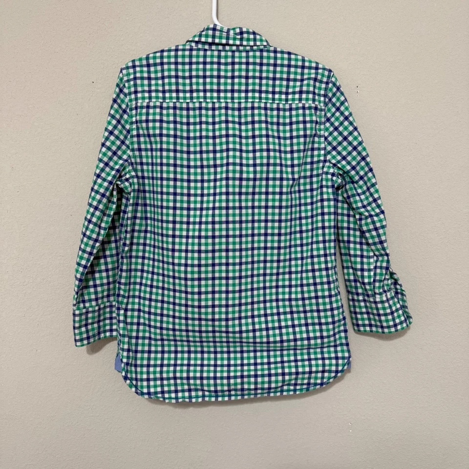 Mini Boden niños 5/6 años verde azul a cuadros con botones Foto 2 de 4
