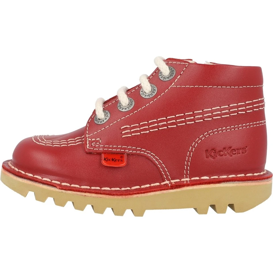Kickers Kick Hi Red Zip Boots Kids Iconic Durable Sole Easy On Leather - Image 4 of 4