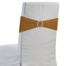 10Pcs Chair Bow, 350x130mm Stretch Band with Buckle Slider Light Brown 
