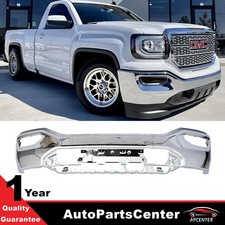 Chrome Front Bumper Face Bar Wo Sensor Holes For 2016-2018 Gmc Sierra 1500 Chrome Front Bumper Face Bar Wo Sensor Holes For 2016-2018 Gmc Sierra 1500