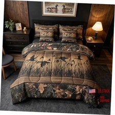 7 Piece Camo Mallard Duck Comforter Set with Sheets for Kids Queen Multi 64