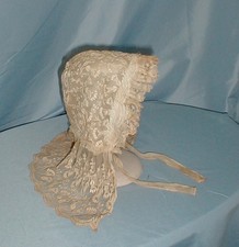 Sweet Antique Child's Victorian 1860 Beige Lace Hat