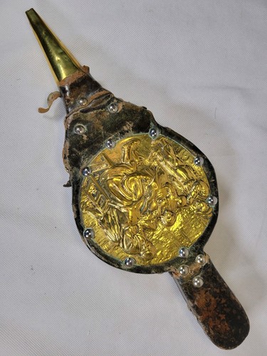 Fireplace Bellows Brass Plate Leather & Wood Vintage Working 39.5cm Long Rare - Picture 17 of 17
