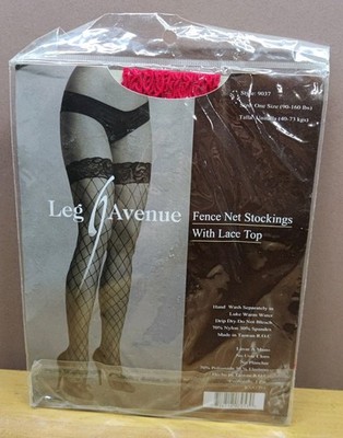 New Leg Avenue Fence DIAMOND Net WIDE Fishnet LACE TOPS Thigh High Stockings 