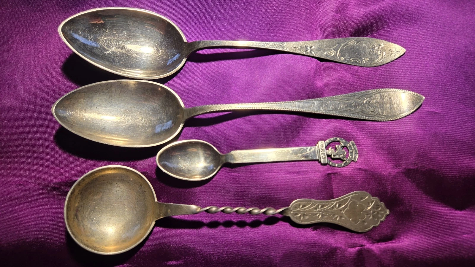 LOT 4 Norwegian 830 Silver Spoons Ladle 97.7 gr H.Svebak Henriksen Scandinavian