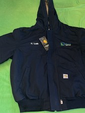 Carhartt Men's FR Size Large Navy Blue Hooded Flame Resistant Work Jacket-new